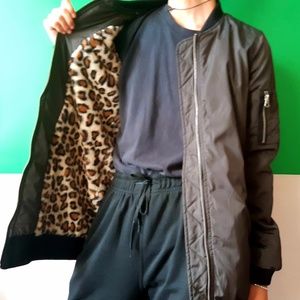 Bomber Jacket w/Leopard Interior